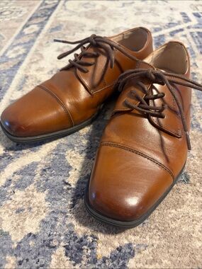 Florsheim Kids Brown Leather Cap-Toe Derby Shoes